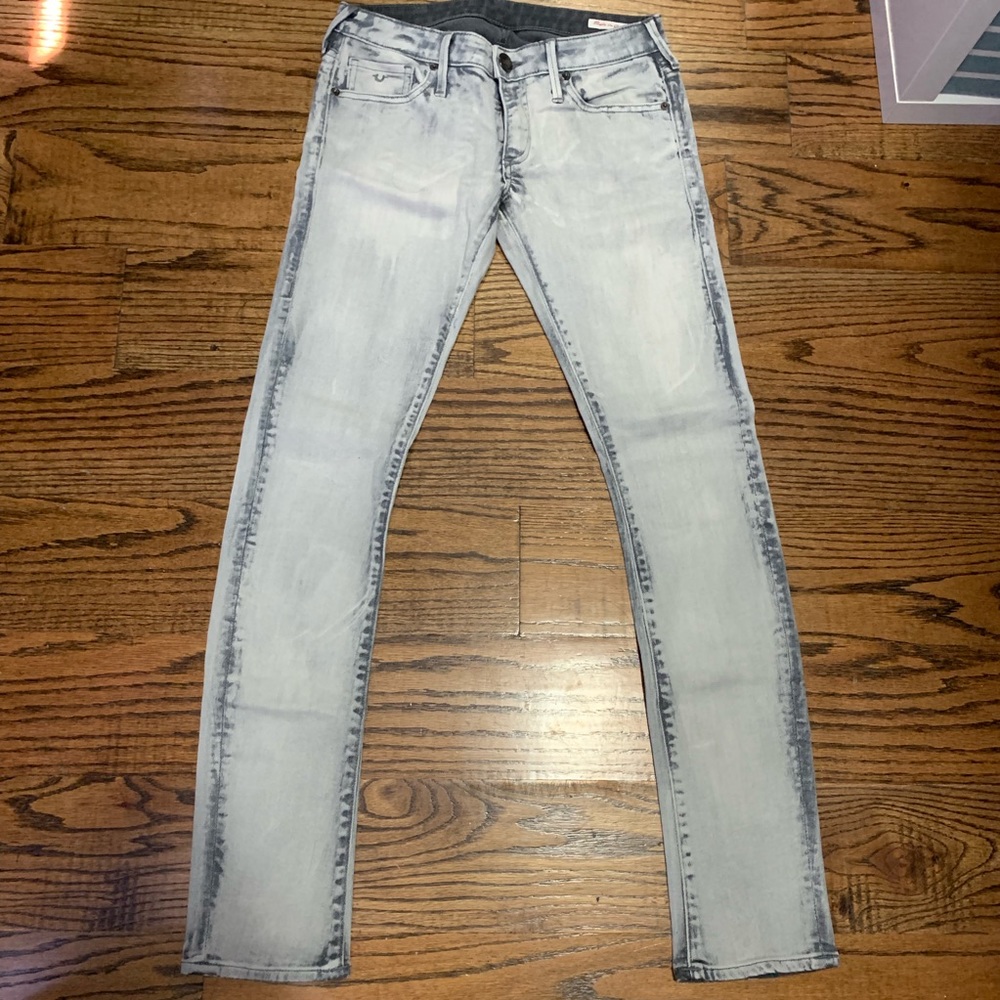 True Religion skinny/straight leg acid wash jeans